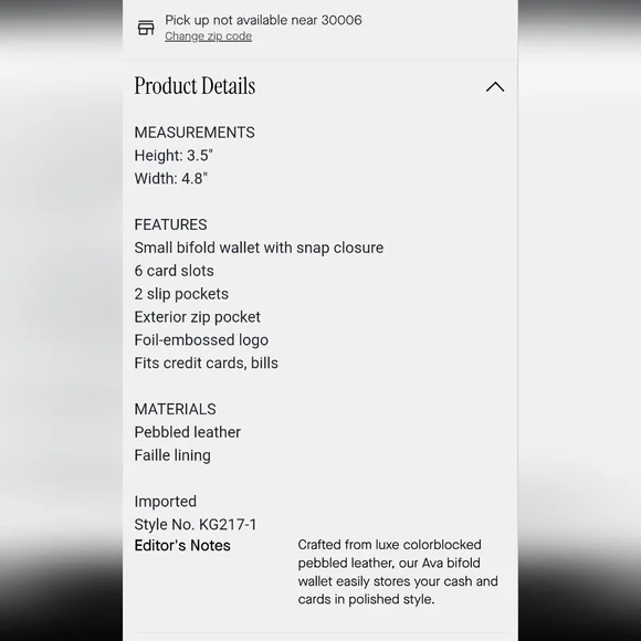 Kate Spade Ava Colorblock Pebbled Leather Zip Bifold Wallet Green Jungle Vine - Picture 6 of 6